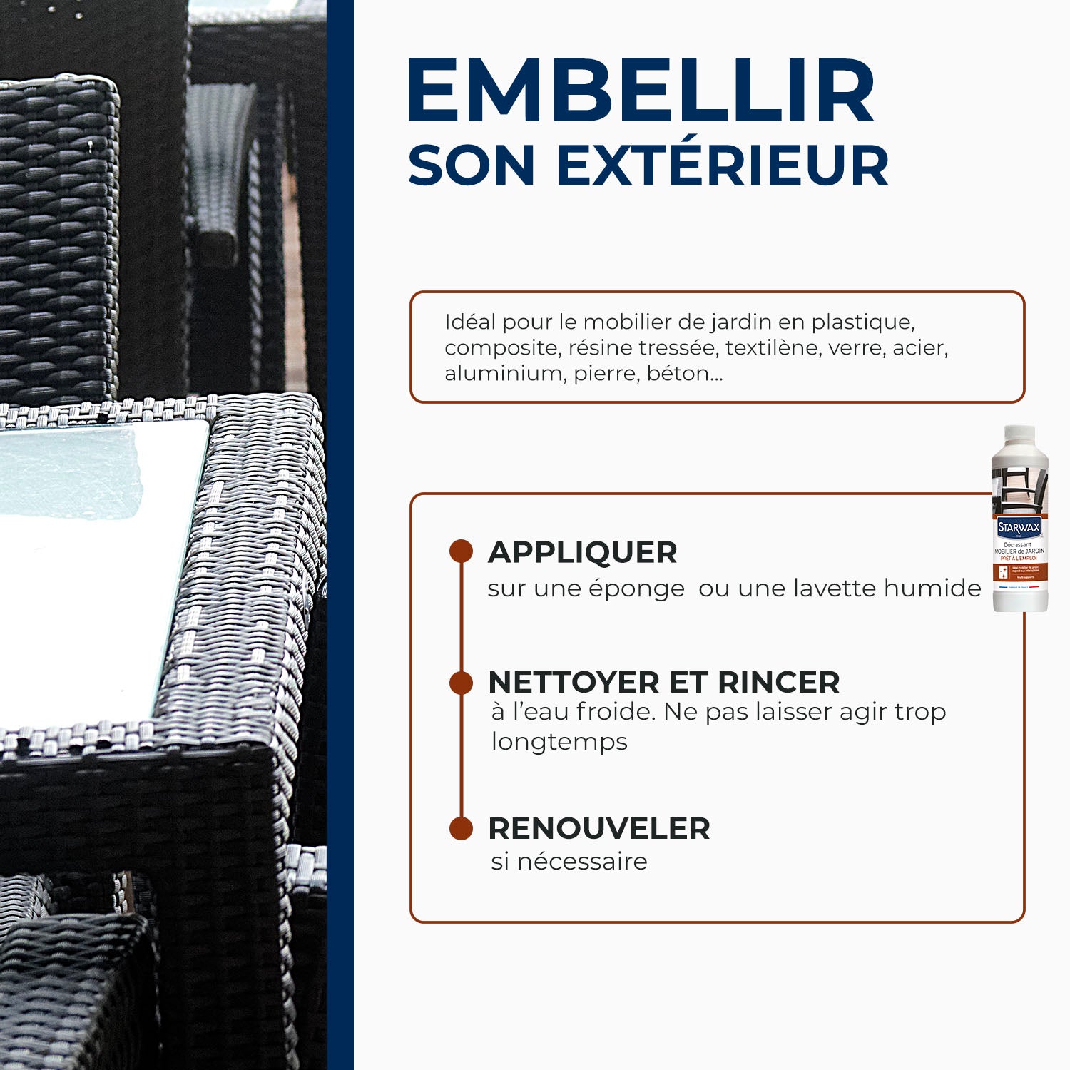 STARWAX - Décrassant multi-supports pour mobilier de jardin 500ml