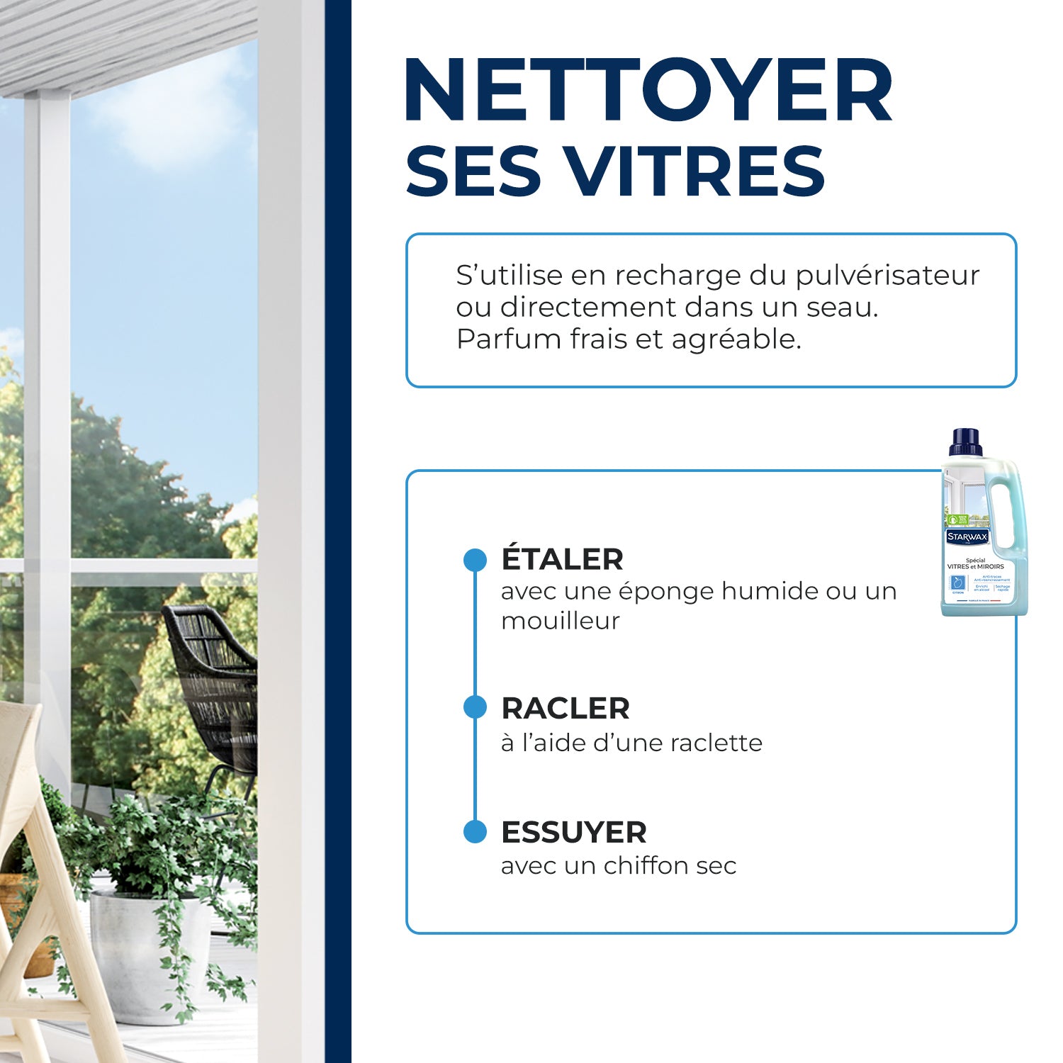 STARWAX - Nettoyant spécial vitres et miroirs
 500ml Parfum verveine citron (parfum de synthèse)