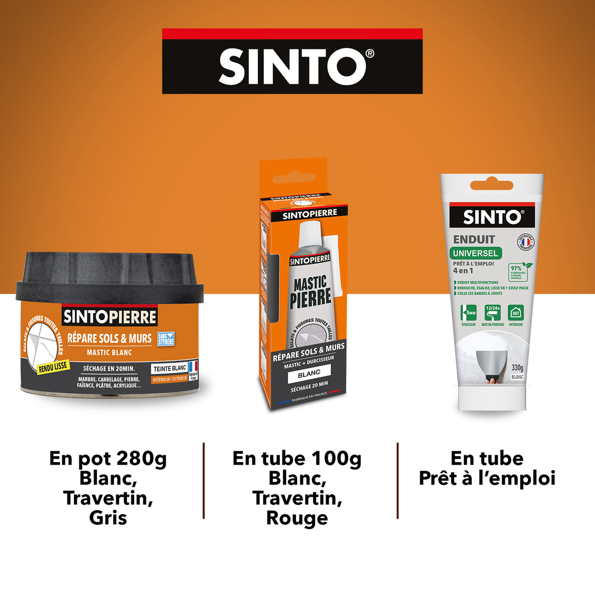 SINTO - Répare sols et murs travertin  (parement, pierres, travertin, comblanchien) 100g Travertin