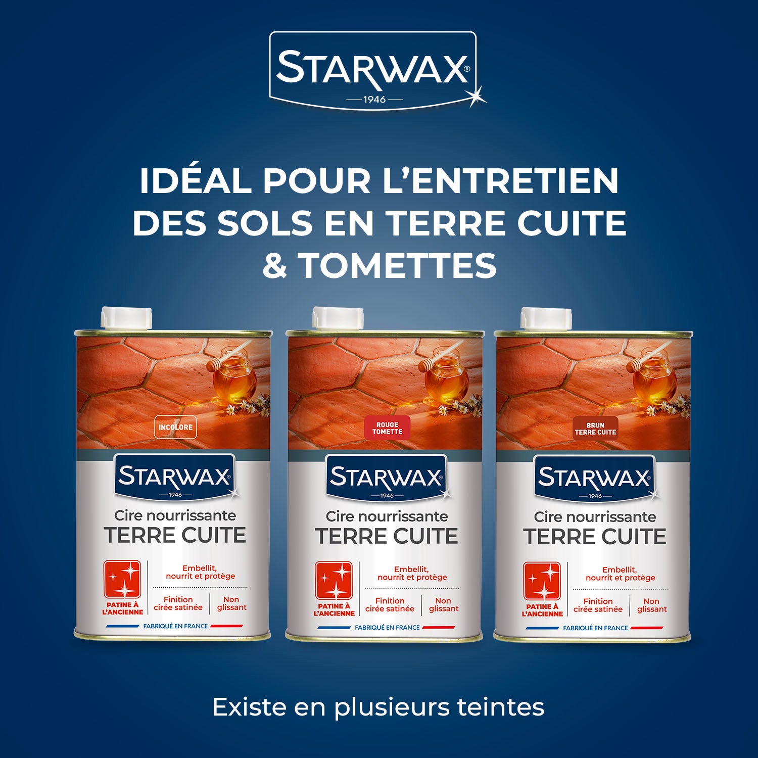 STARWAX - Cire nourrissante (patine à l'ancienne) pour tomettes et terres cuites
 1L Incolore