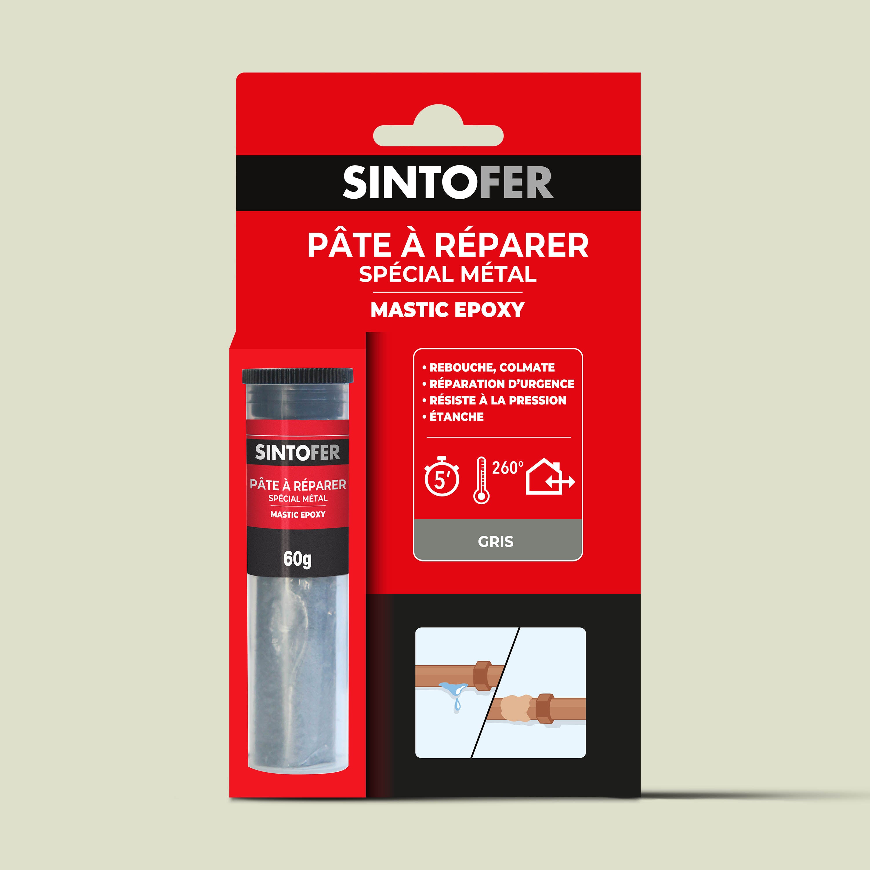 SINTO - Répare vite pâte à réparer spécial métal 60g