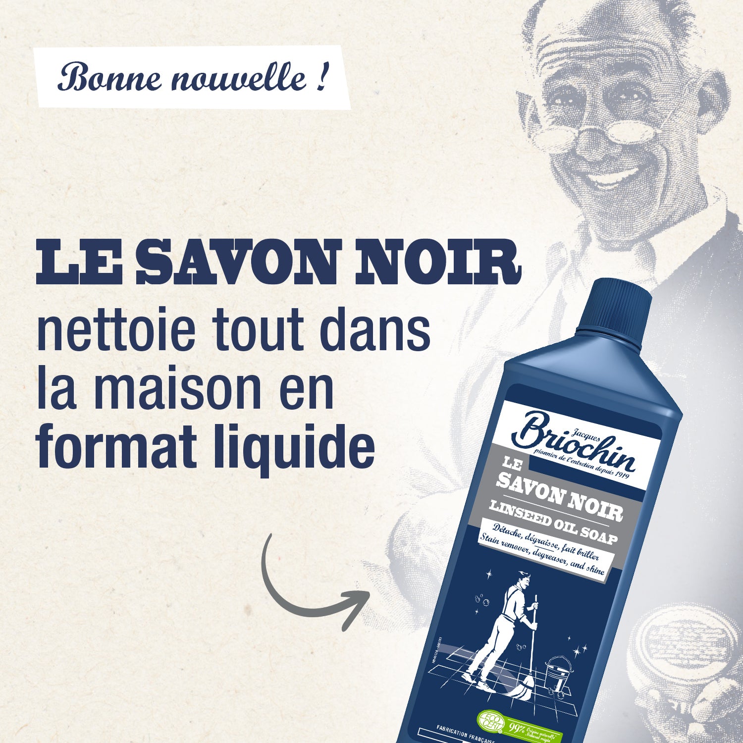 JACQUES BRIOCHIN - Savon noir liquide 1,33L Sans parfum