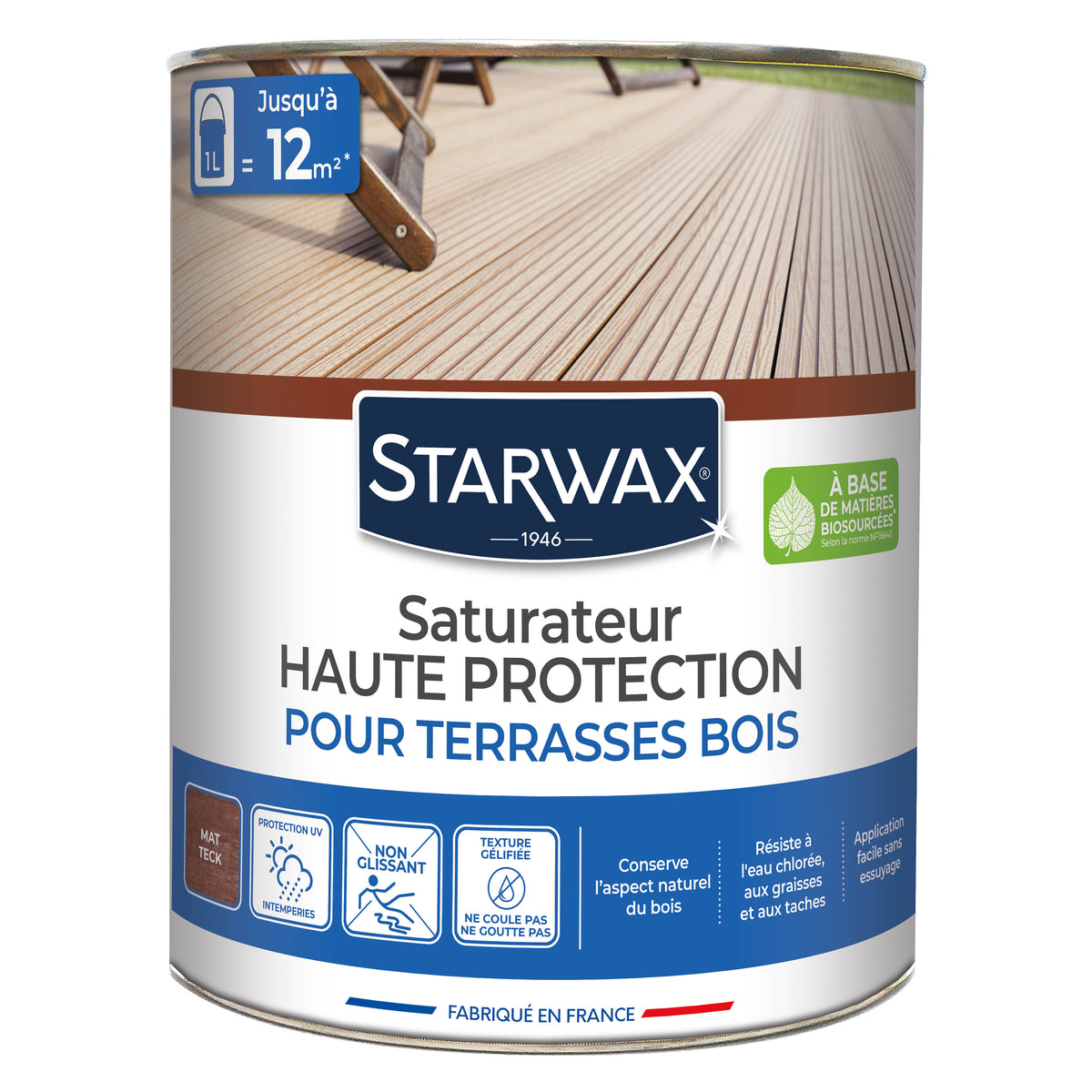 STARWAX - Saturateur Haute protection pour terrasses bois
 1L Teck
