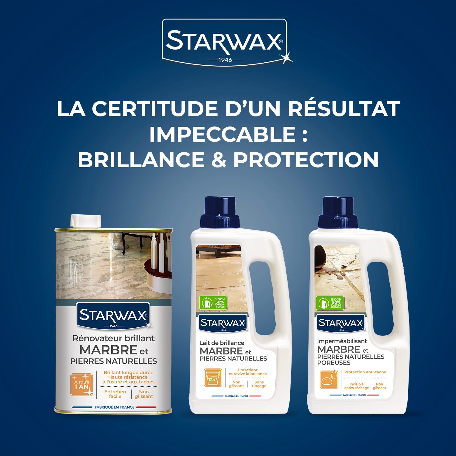STARWAX - Imperméabilisant marbre et pierres naturelles poreuses - protection invisible 1L