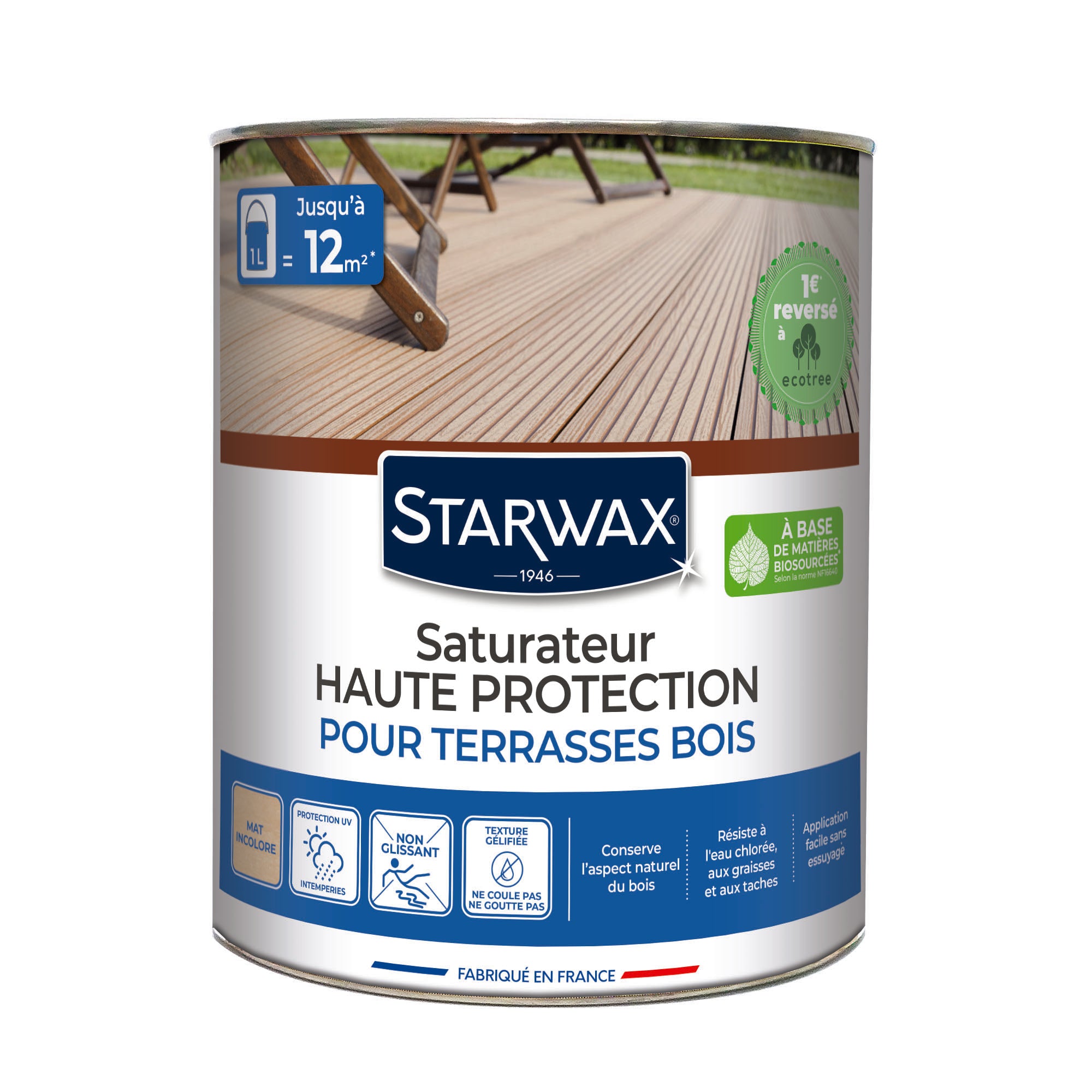 STARWAX - Saturateur Haute protection pour terrasses bois
 1L Teck