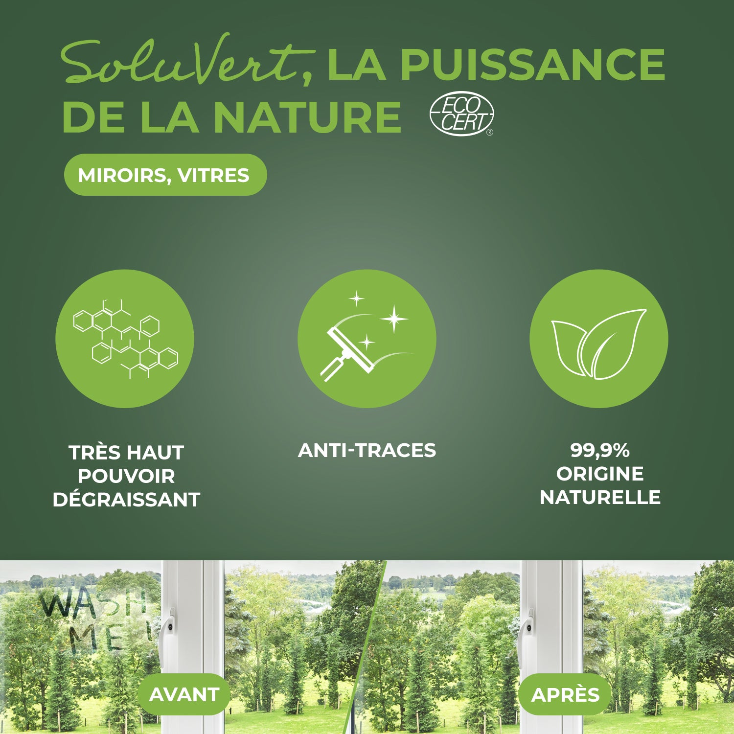 STARWAX SOLUVERT - Nettoyant spécial vitres et miroirs 
 500ml