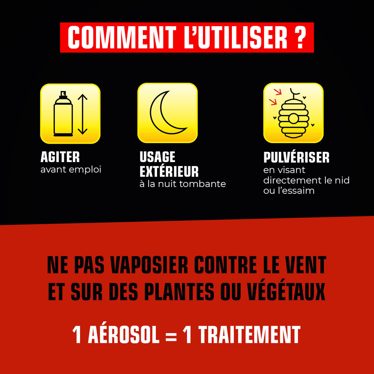 K.PRO - Aérosol foudroyant choc nids de guêpes et frelons 500ml