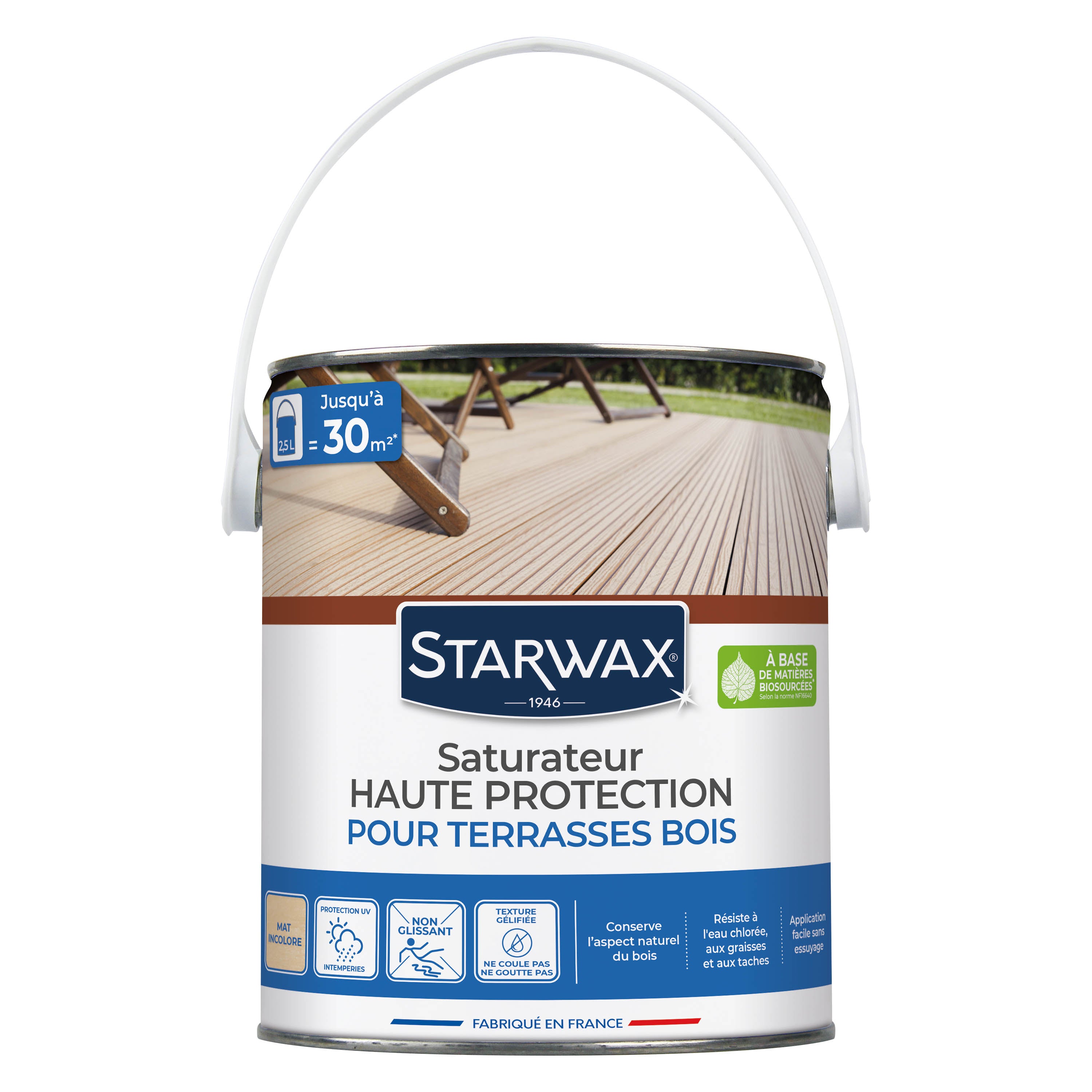 STARWAX - Saturateur Haute protection pour terrasses bois
 1L Teck