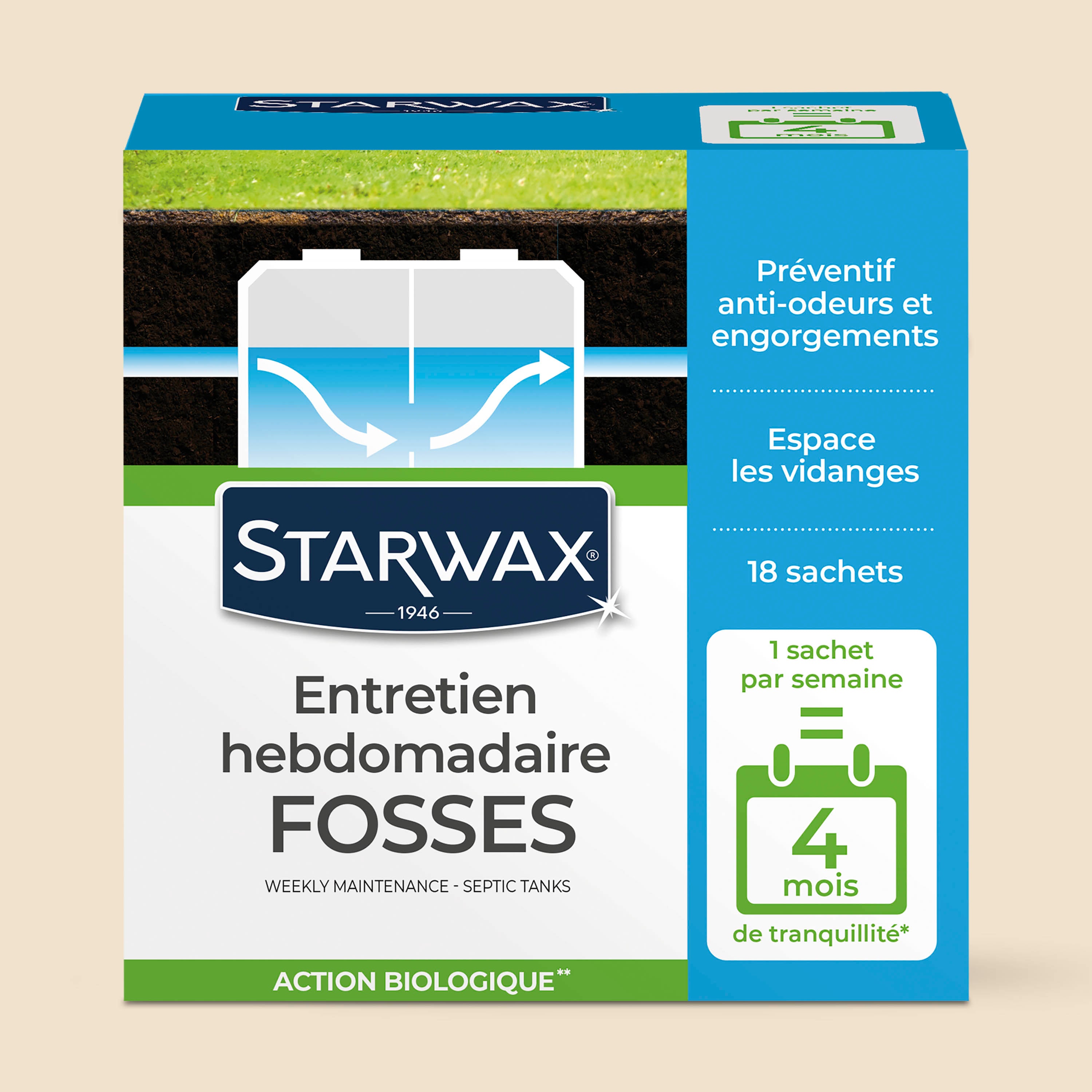 STARWAX - Entretien hebdomadaire pour fosses septiques
 450g