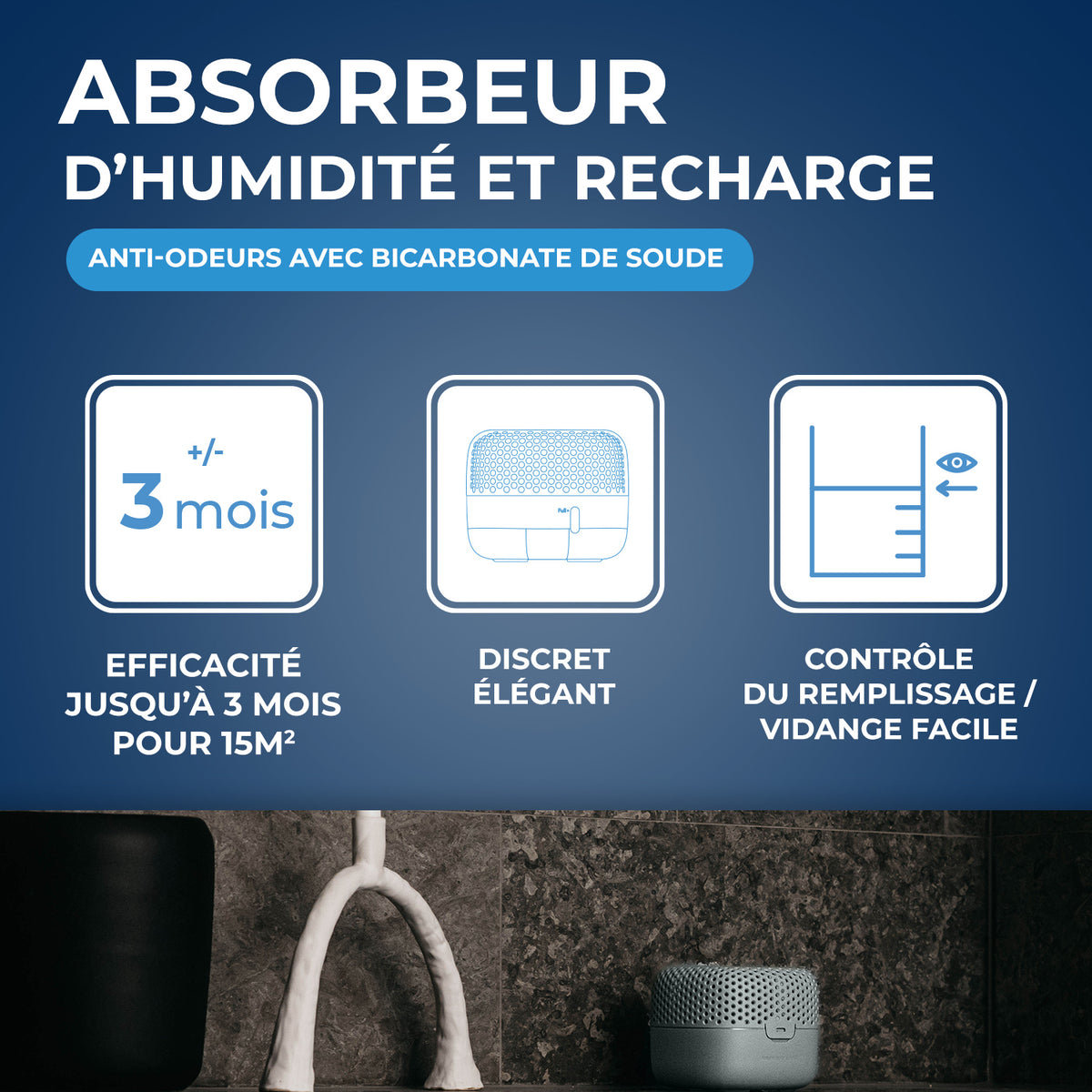 STARWAX - Absorbeur d'humidité Compact + 1 tablette 500G Gris