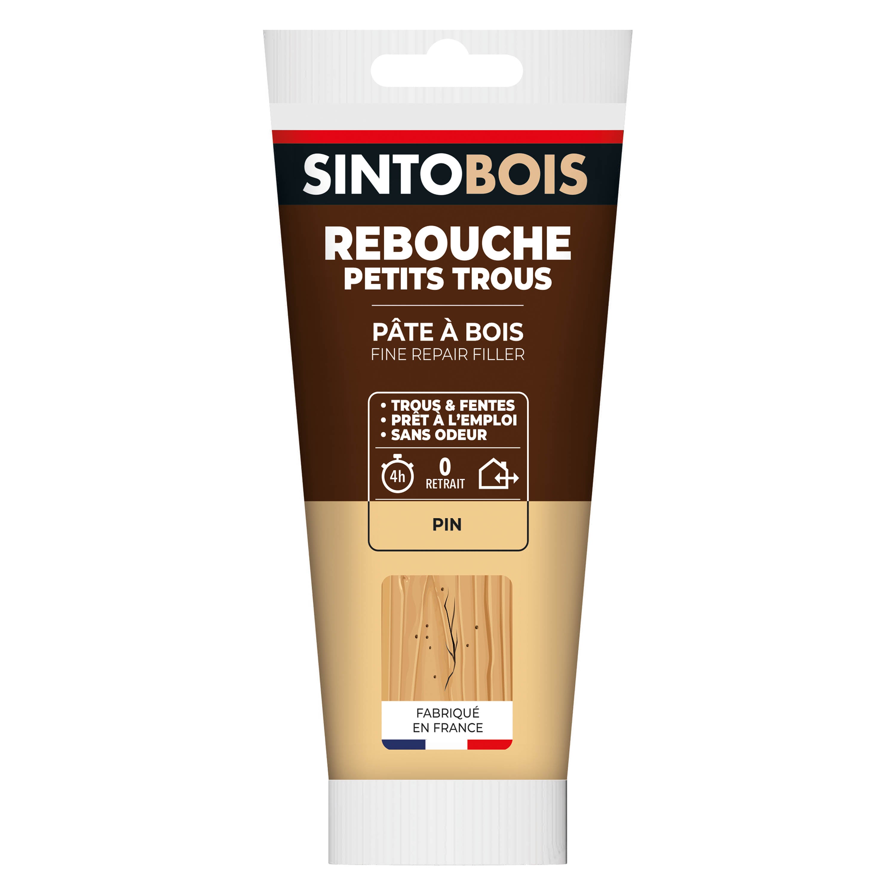 SINTO - Rebouche imperfections -  Pâte à bois naturel 80g Blanc