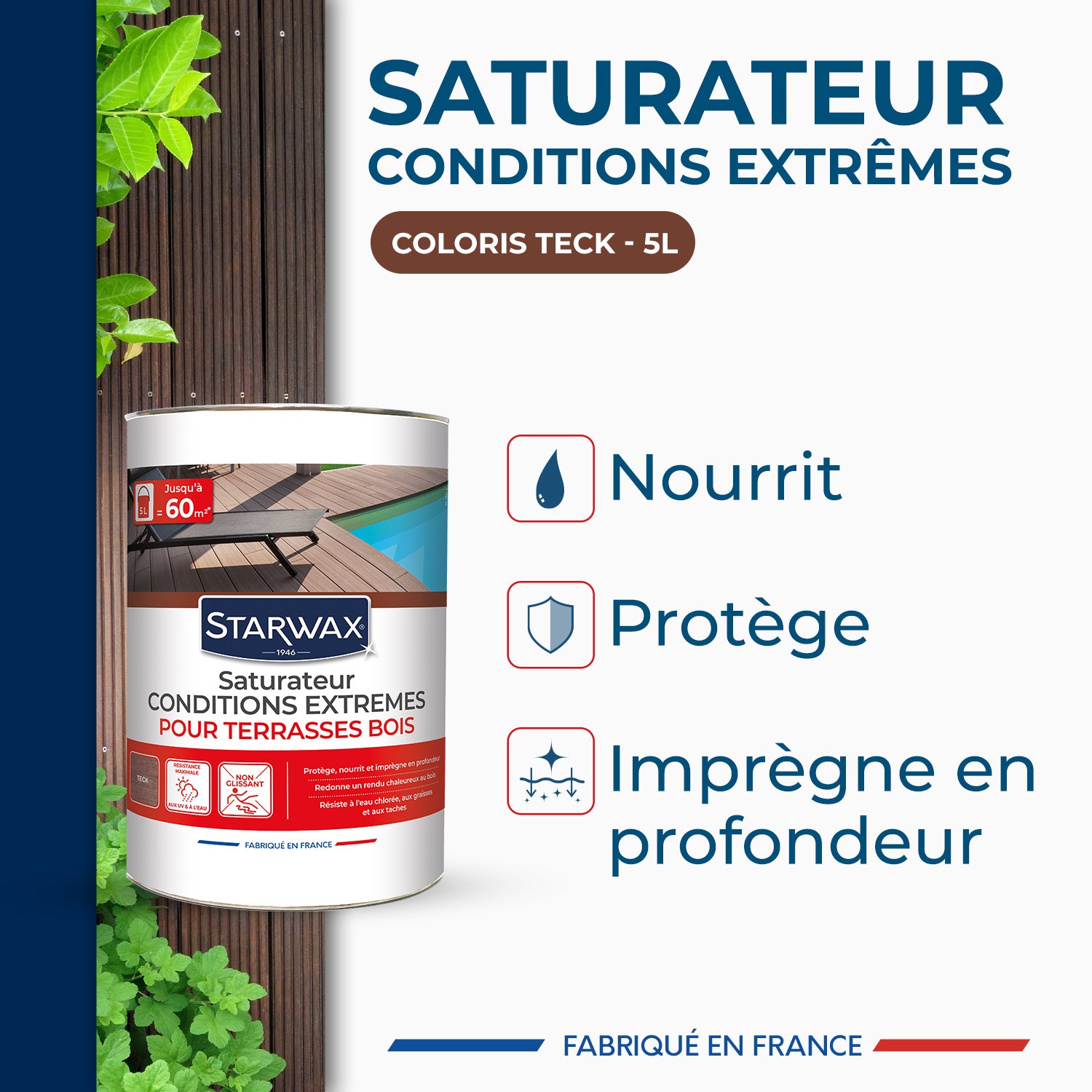 STARWAX - Saturateur bois extérieurs conditions extrêmes
 1L Incolore