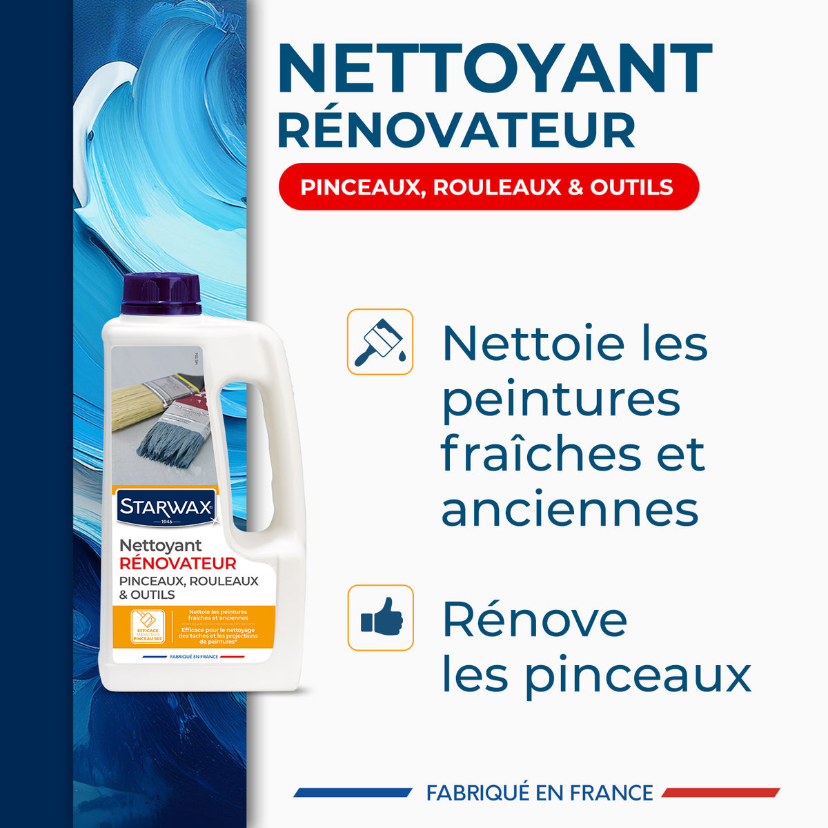 STARWAX - Nettoyant rénovateur pinceaux, rouleaux et outils 1L 1L