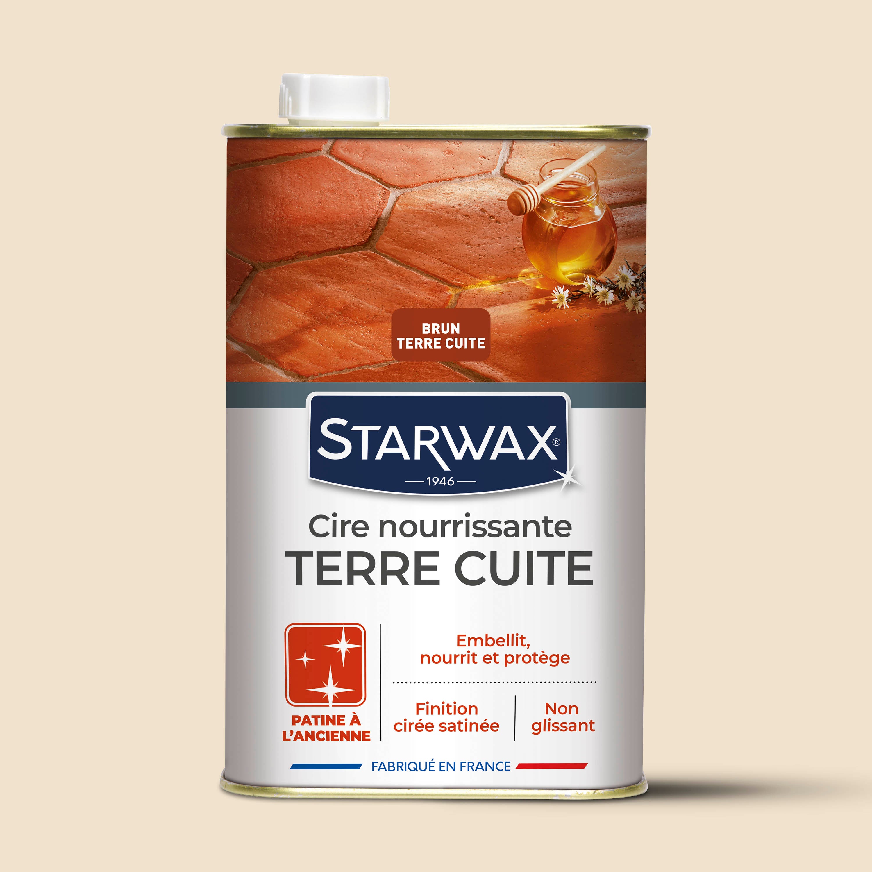 STARWAX - Cire nourrissante (patine à l'ancienne) pour tomettes et terres cuites
 1L Incolore
