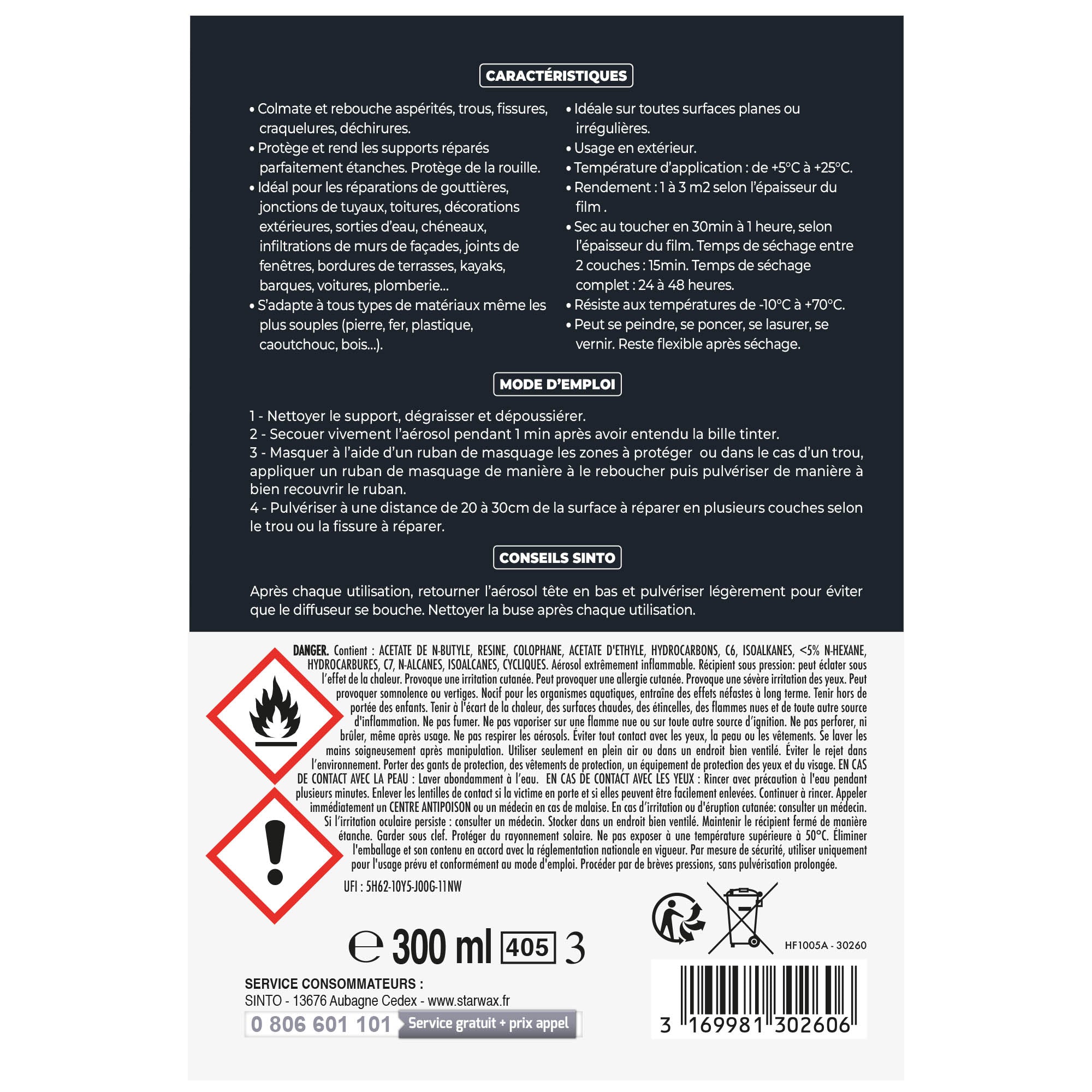 SINTO - Fuites et infiltrations 300ml Noir