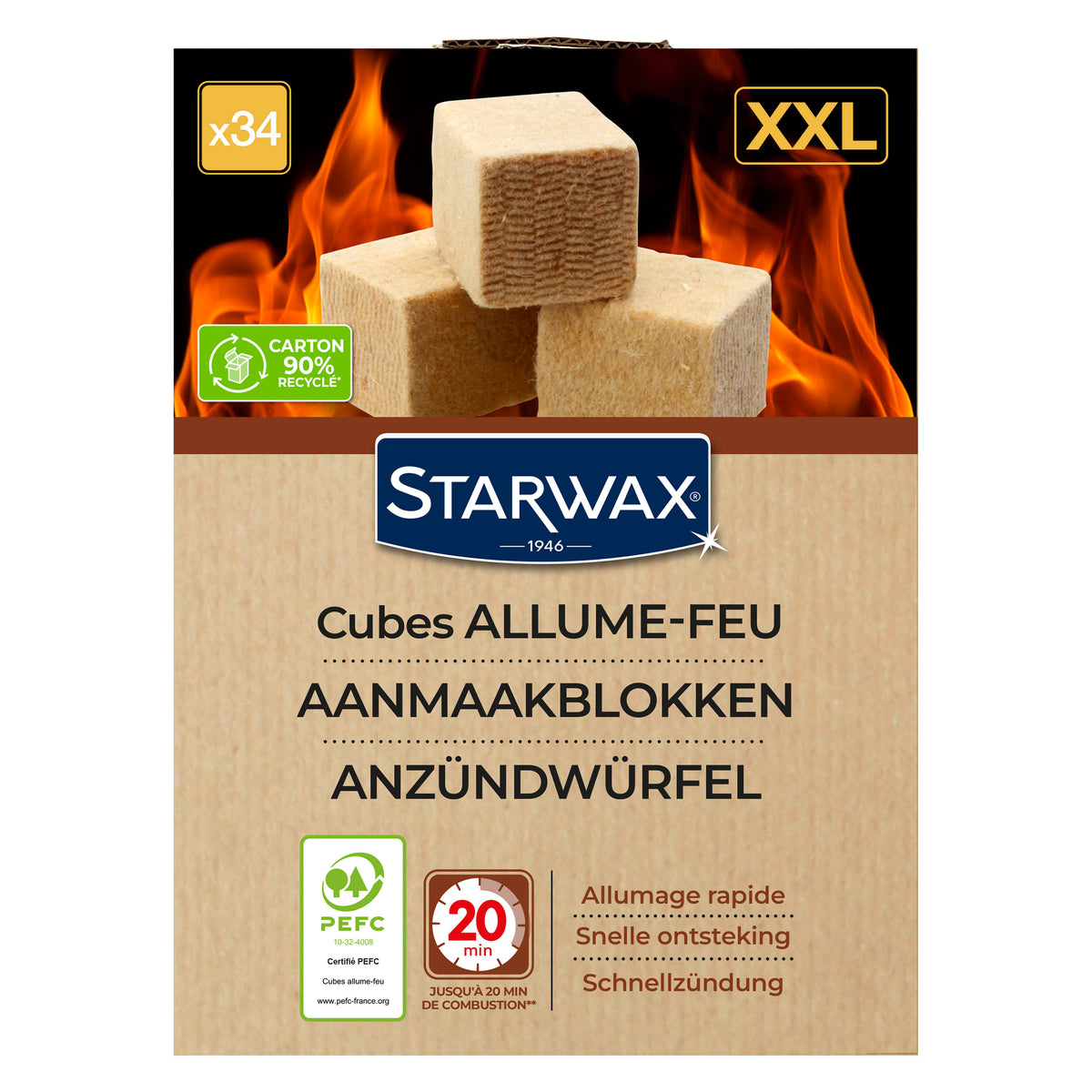STARWAX - Cubes allume feu XXL PEFC X34 XXL
