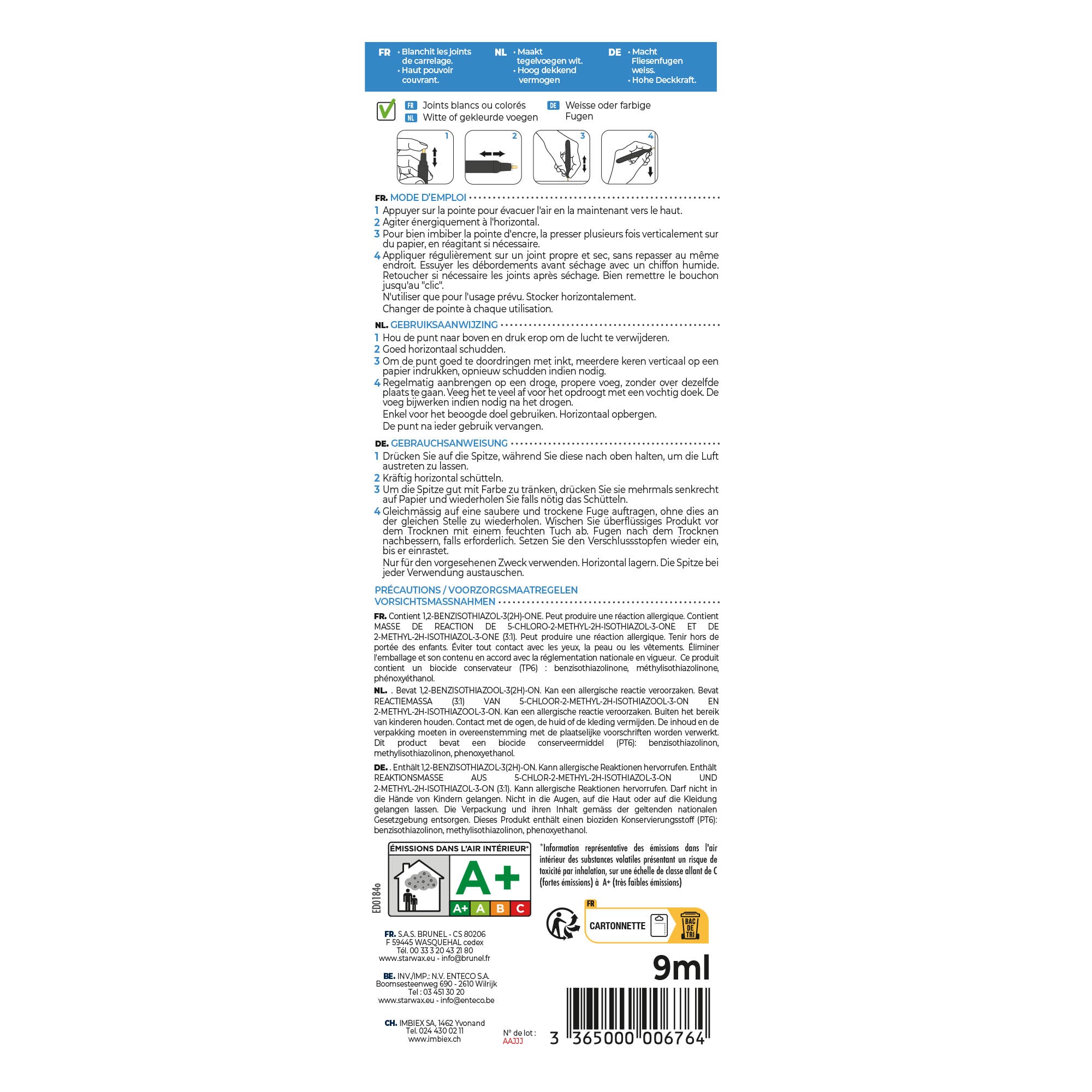 STARWAX - Rénovateur pour joints 9ml