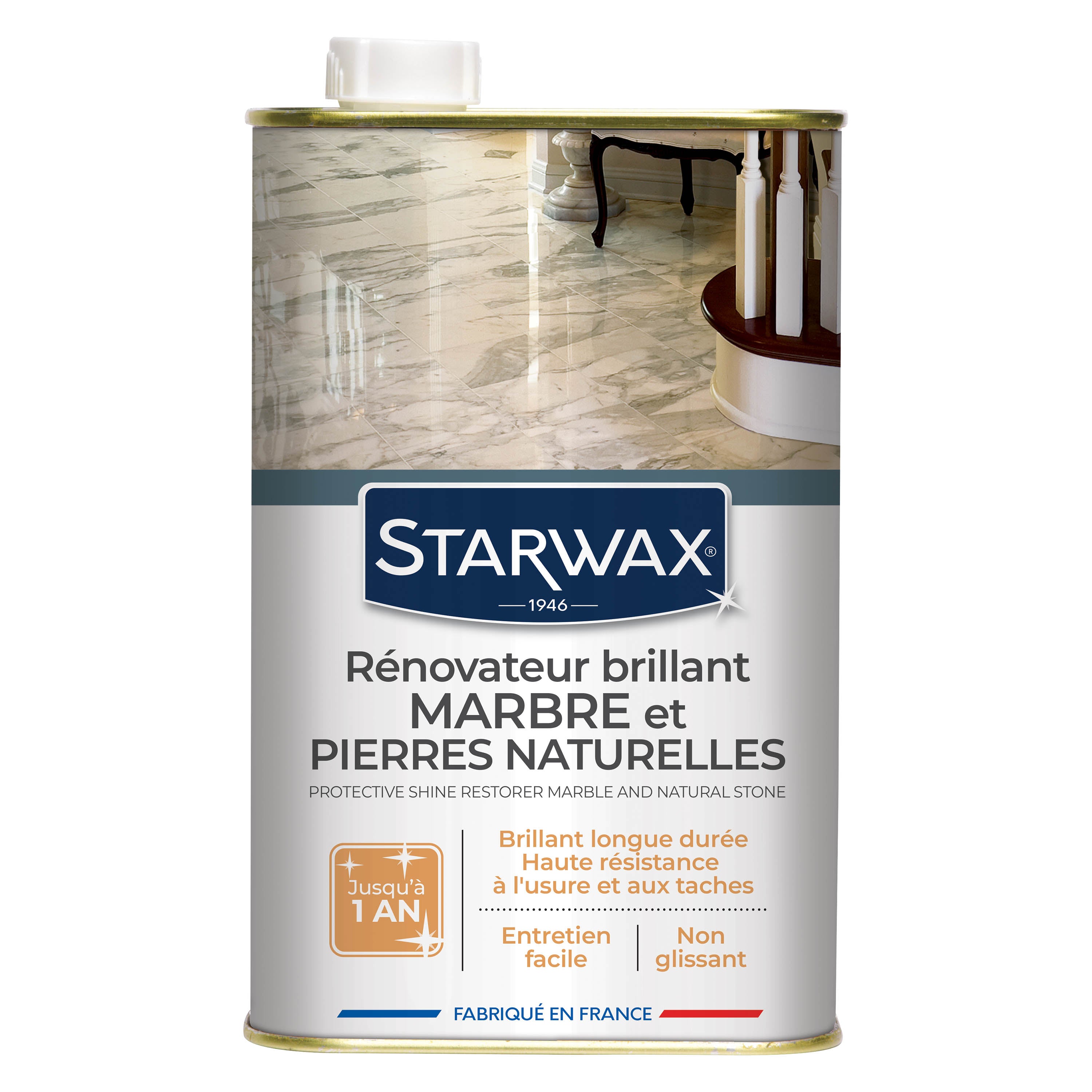 STARWAX - Rénovateur brillant protecteur pour marbres et pierres naturelles
 1L
