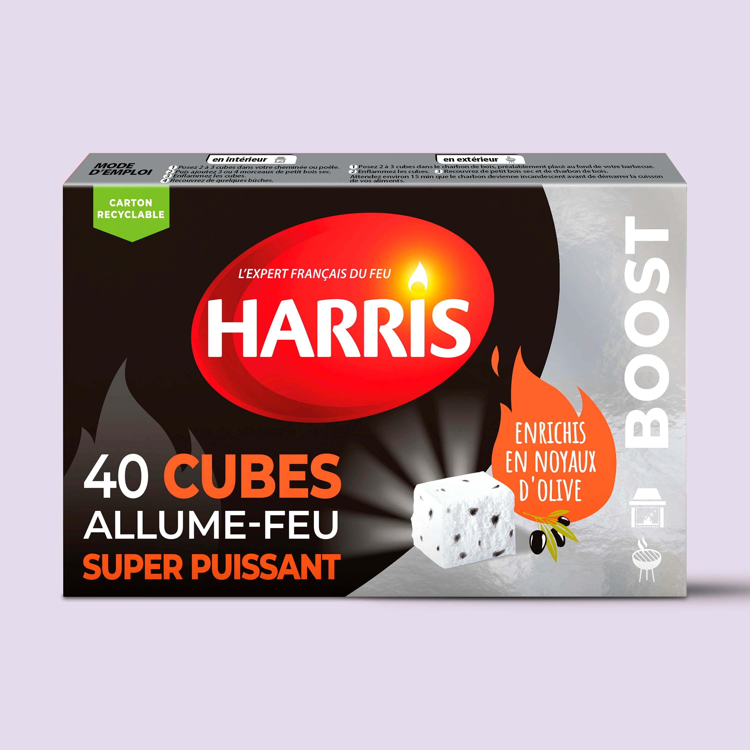 HARRIS - 40 cubes allume feu super puissant x40 sans odeur