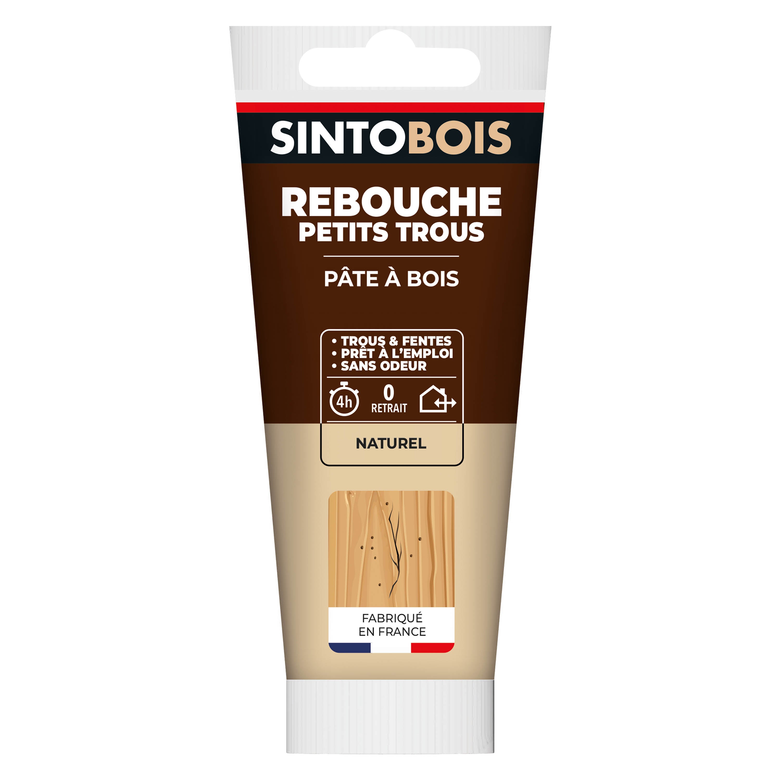 SINTO - Rebouche imperfections -  Pâte à bois naturel 80g Blanc
