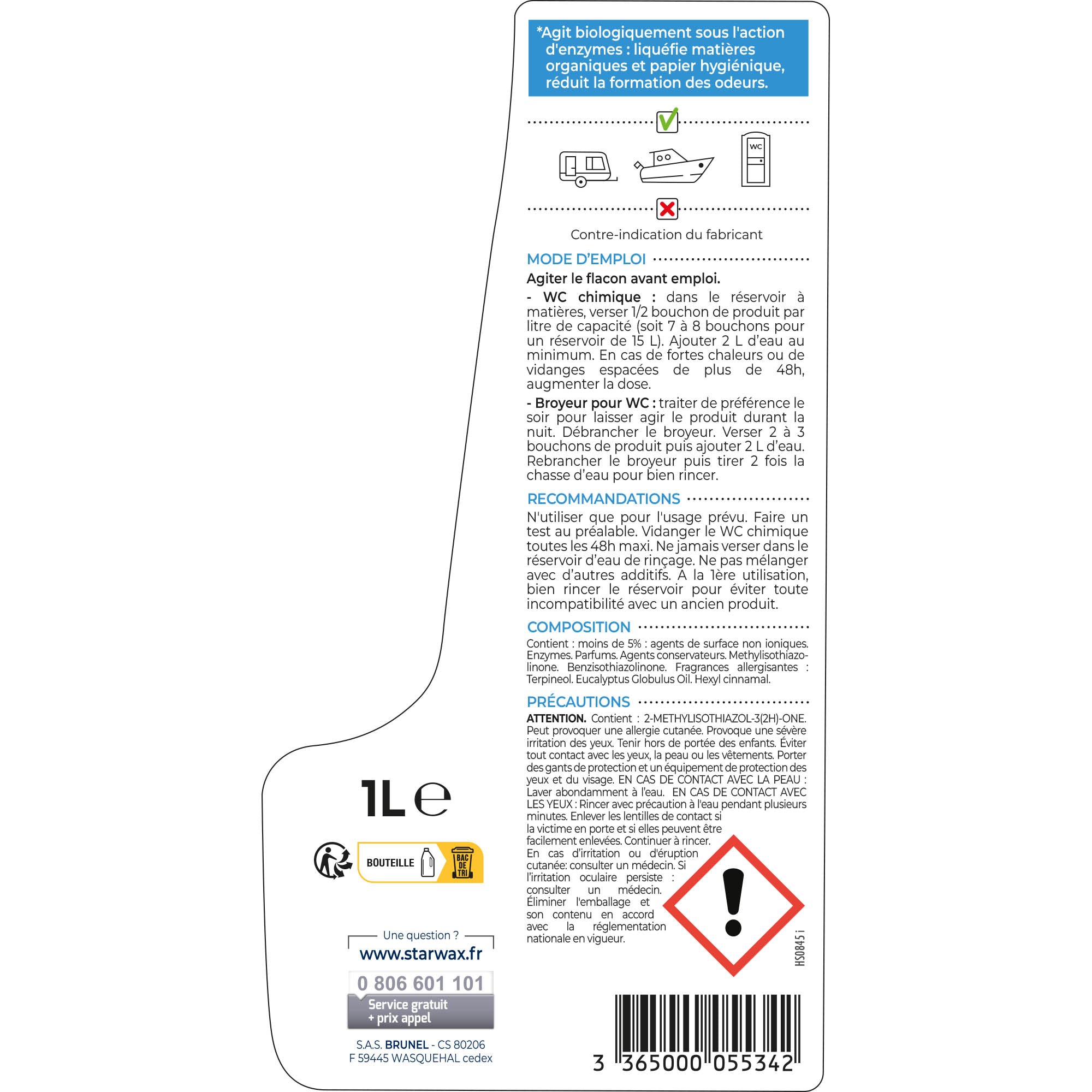 STARWAX - Liquéfiant désodorisant pour WC chimiques
 1L