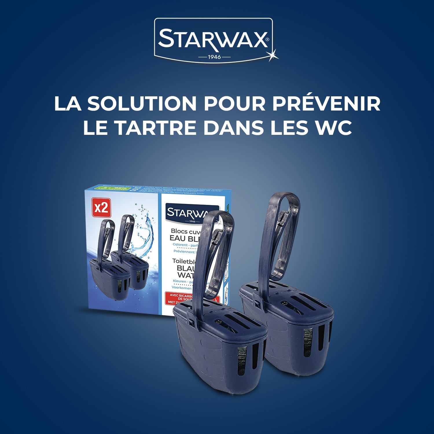 STARWAX - Blocs cuvette eau bleue pour WC
 2 x 40g