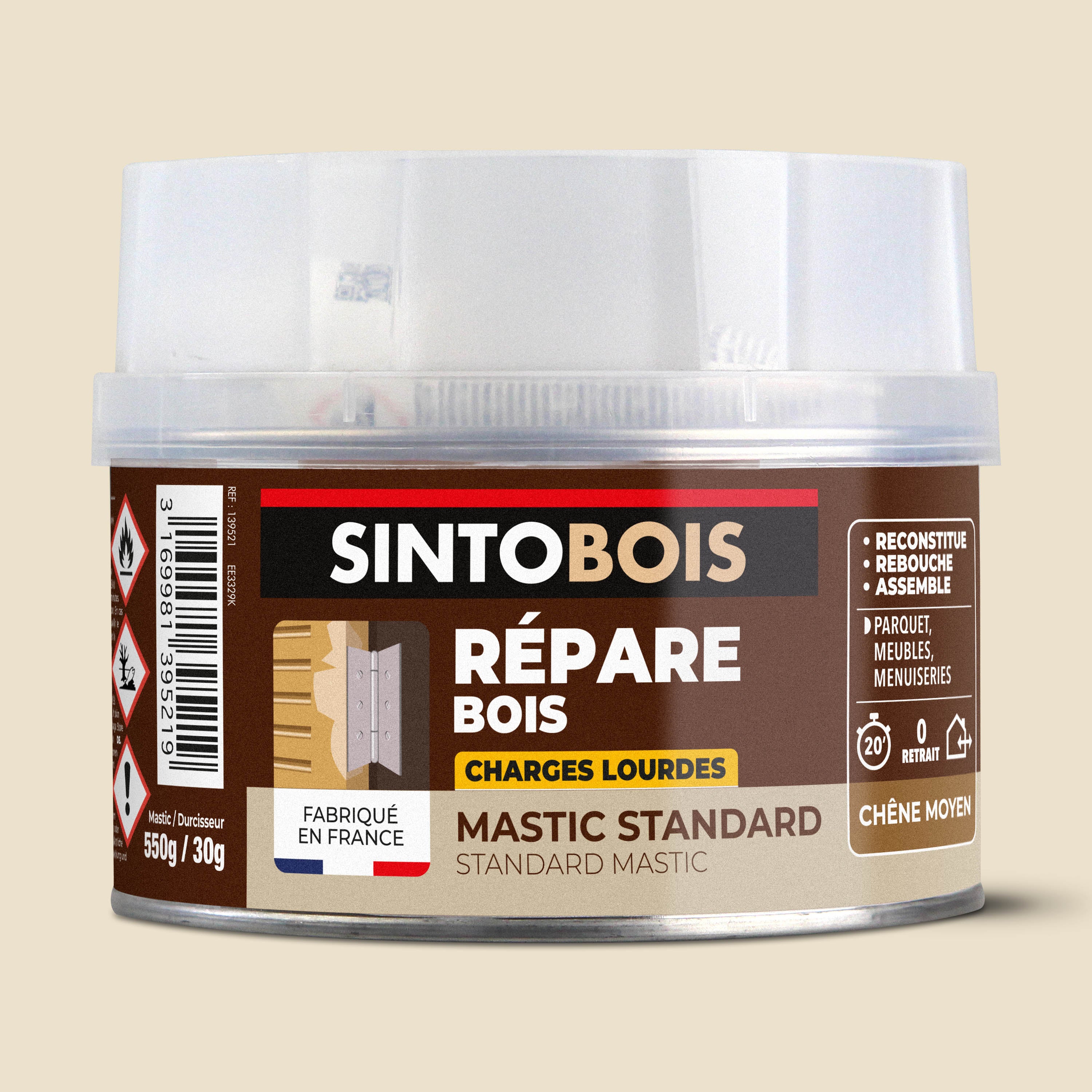 SINTO - Reconstitue bois charges lourdes 170ml Chêne