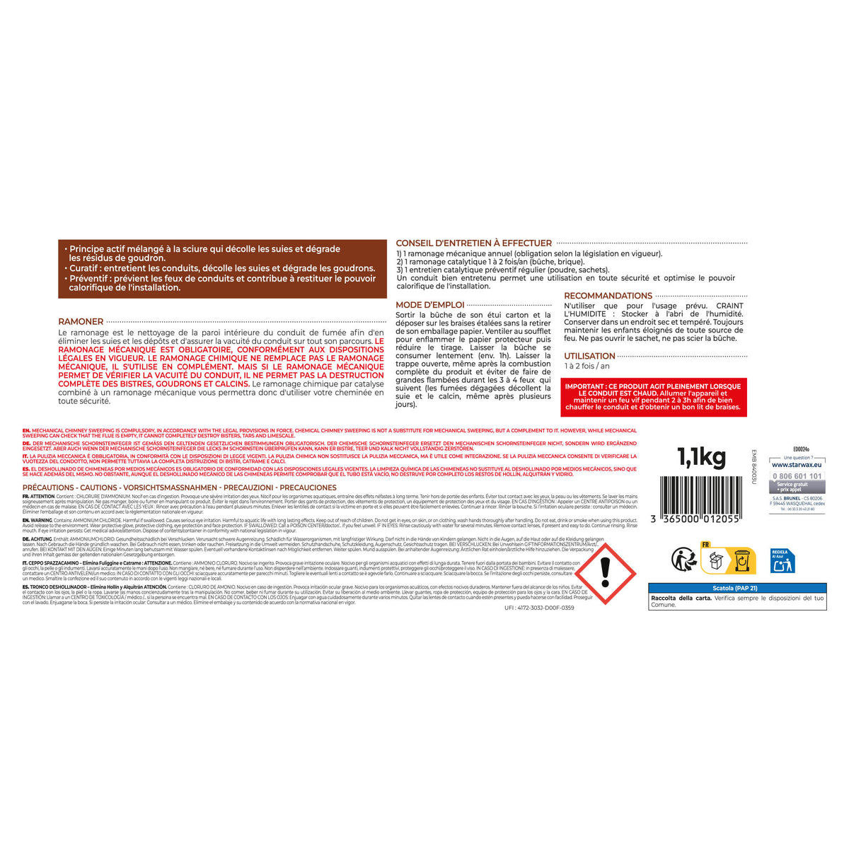 STARWAX - Buche de ramonage pour poêle et cheminée PEFC X1