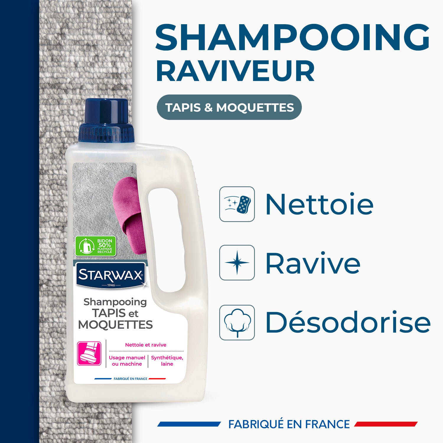 STARWAX - Shampooing raviveur pour tapis et moquettes
 1L