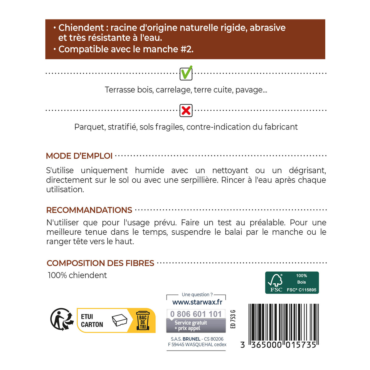 STARWAX - Lave pont chiendent pour terrasses et sols carrelés FSC® X1