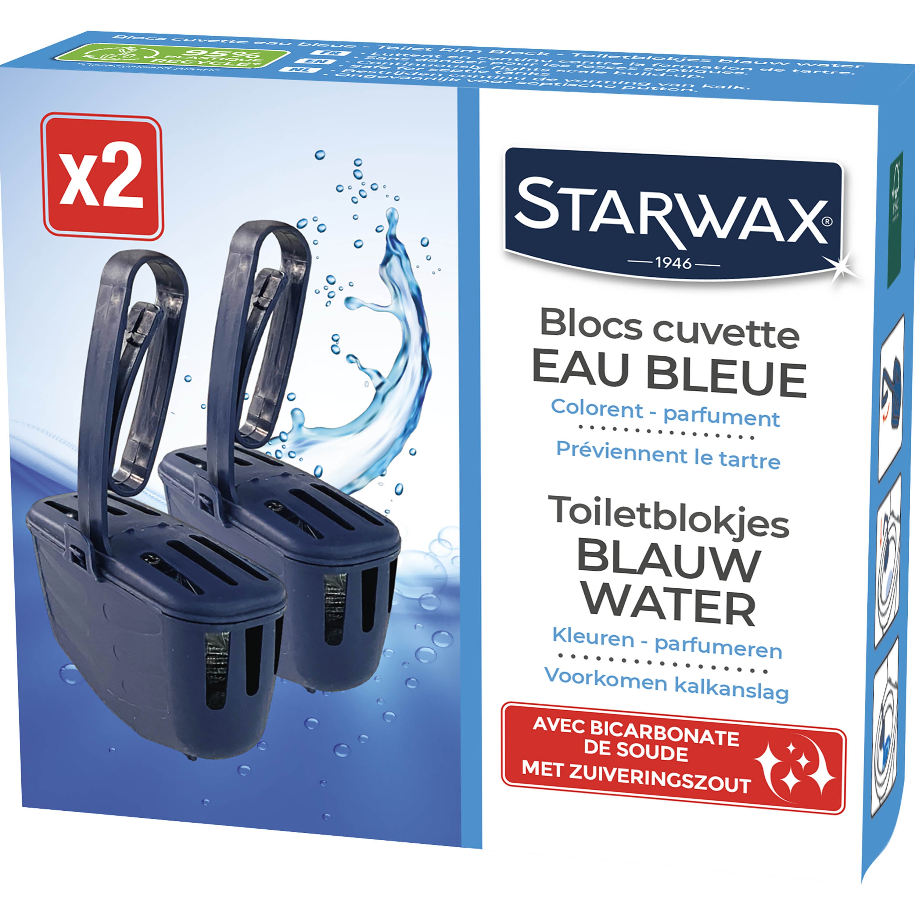 STARWAX - Blocs cuvette eau bleue pour WC
 2 x 40g