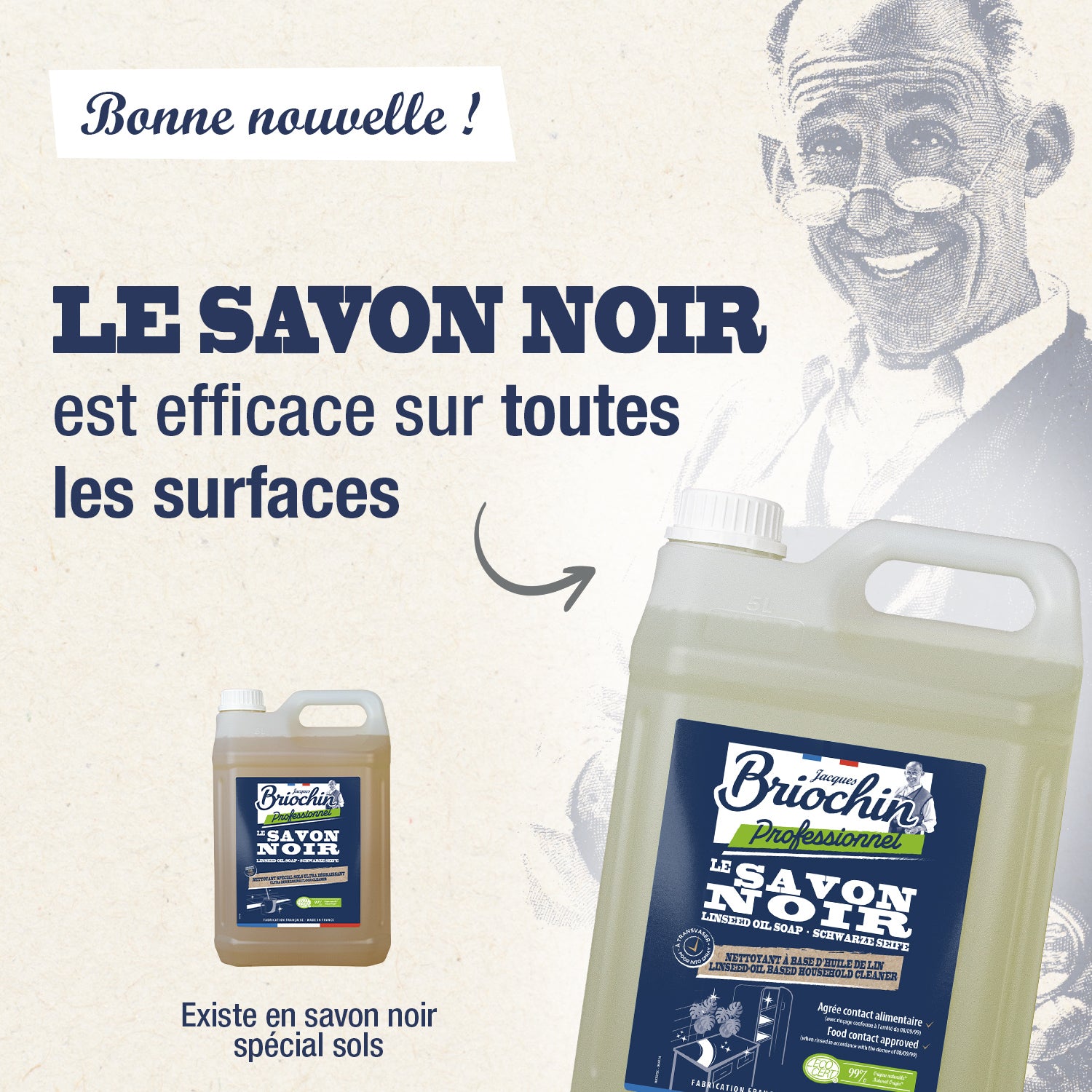 JACQUES BRIOCHIN PRO - Le Savon Noir PAE Ecocert 5L Sans parfum