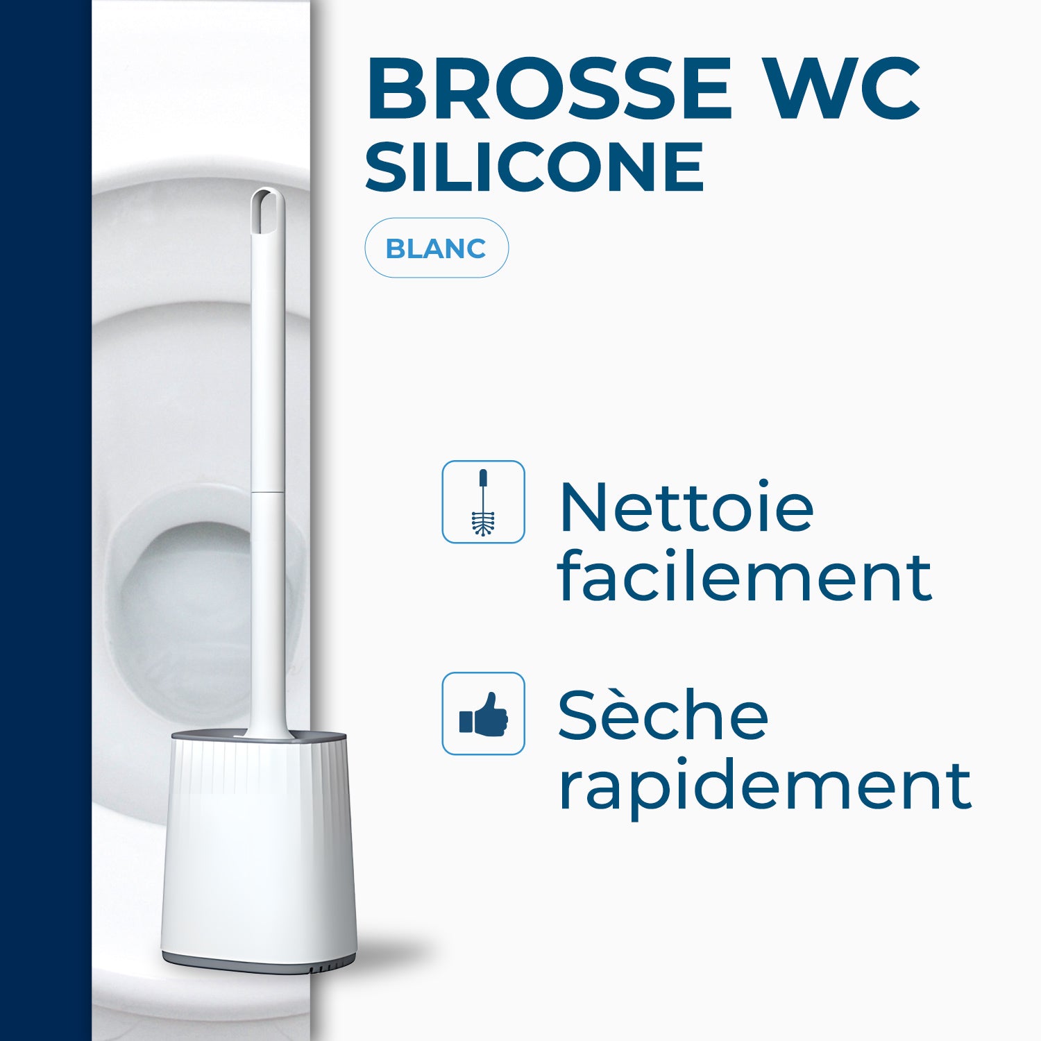 STARWAX - Balayette WC silicone avec support mural X1 Blanche
