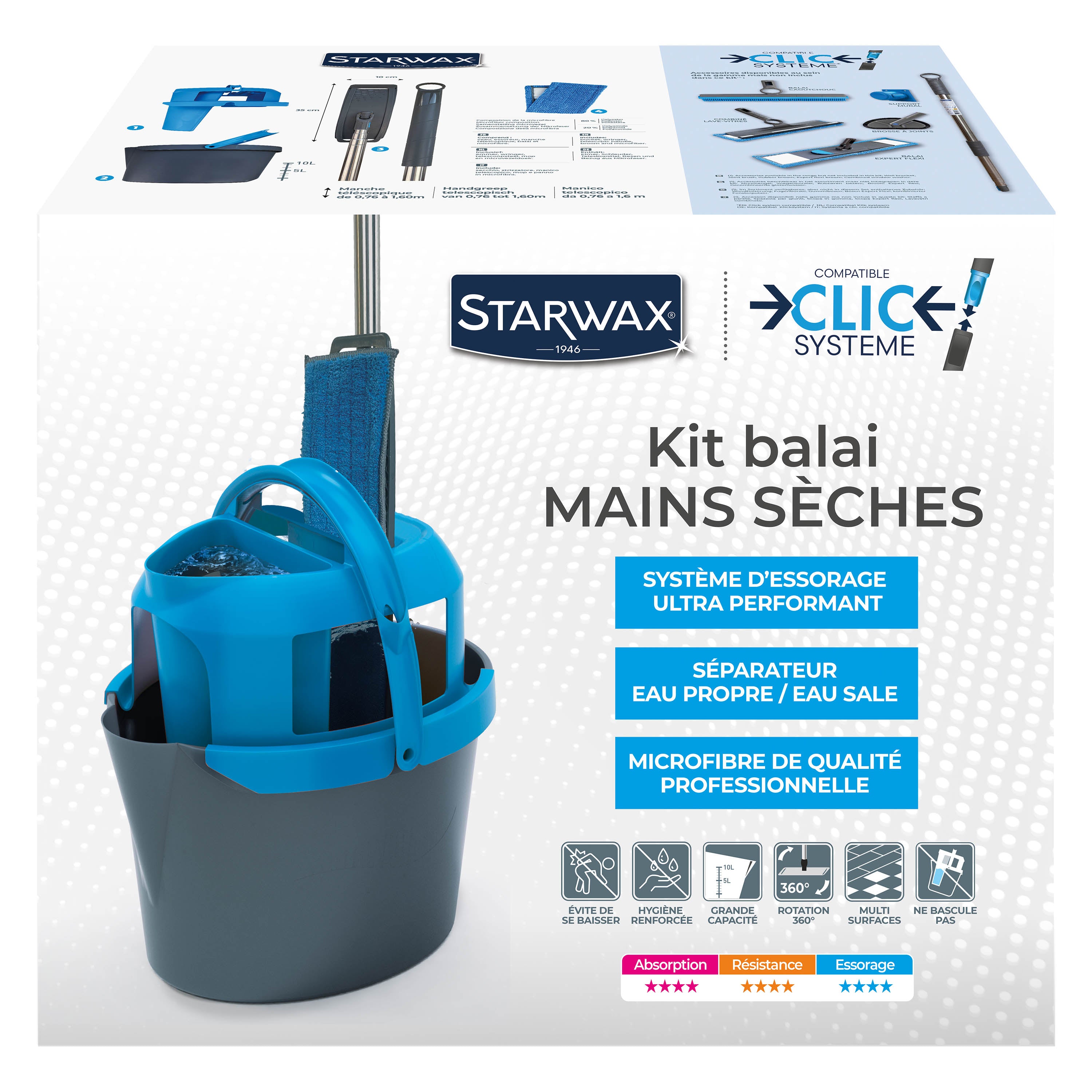 STARWAX - Kit balai mains sèche Clic système X1