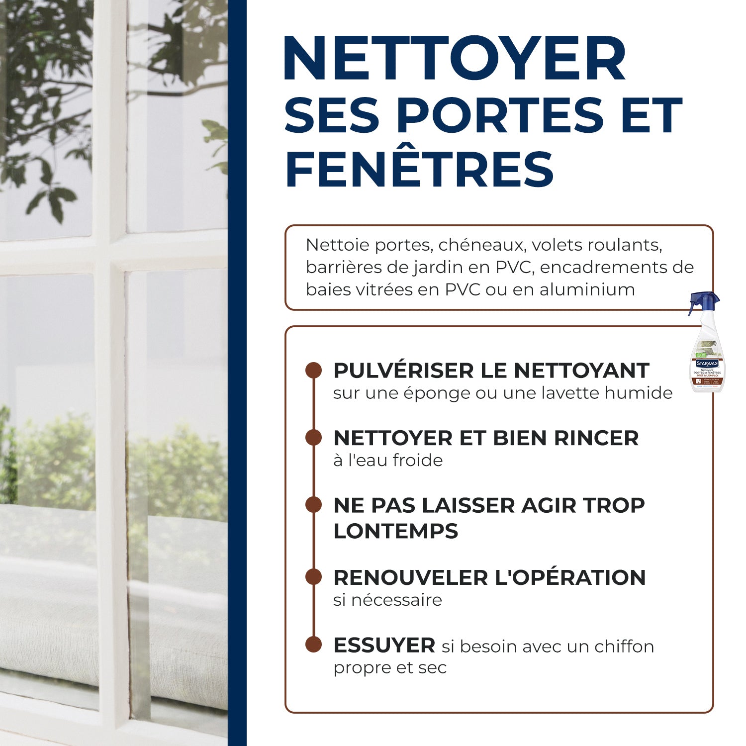 STARWAX - Nettoyant portes et fenêtres prêt à l'emploi 500ml